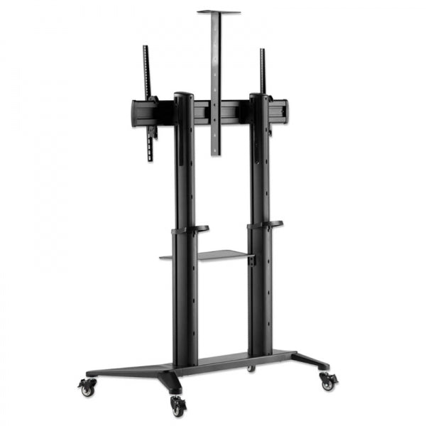Soporte Manhattan Carro pantallas - 140kg Capacidad de carga - 4 Ruedas - Aluminio, Acero - 1250mm Ancho x 760mm Profundidad x 2333mm Altura - Negro - 177.8cm (70") a 304.8cm (120") Screen Supported