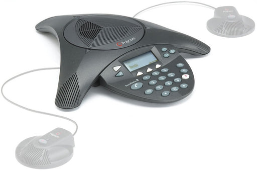SoundStation2 (analog) conference phone with display. Expandable. Includes 110V-120V AC wallmod power supply with NA plug, 6.4m/21ft console cable, 2.8m/9ft telco cable. Does NOT include expansion mics. mexico monterrey online teleinformatica del norte teldelnorte.com