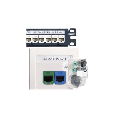 Casete de etiquetas adhesivas, para Patch Panel, Face Plate o Cajas Superficiales, identificación para 4 puertos, 125 etiquetas